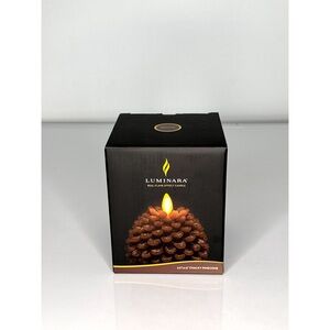 Luminara Real Wax Flameless Chalky Pinecone Brown Candle 3.5x4.5 New